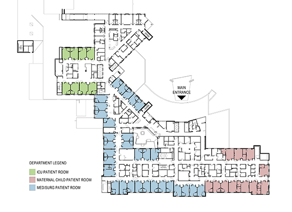 CCMH inpatient room redesign details map